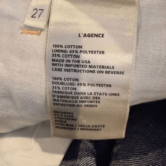 NEW! L'Agence Adele High Rise Crop Stove Pipe Jeans in Newberry Wash Size 27 - Picture 8 of 15